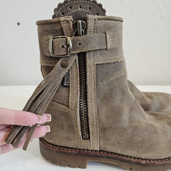 Penelope Chilvers Gaucho Birch Cropped Suede Leather Tassel Ankle Boots 37/6 - Picture 3 of 13
